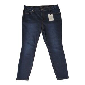 Tahari Kelly Jeans NWT Rayon Denim Mid-Rise Skinny 20W Dark Wash Blue